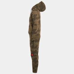 Hugo Boss Green Military Print Cotton Knit Hoodie & Cargo Jogger Set S