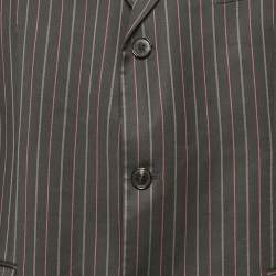 Hugo Hugo Boss Black Striped Gabardine Regular Fit Blazer XXXL