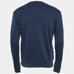 Hugo Boss Blue Logo Print Cotton Crewneck Sweatshirt M