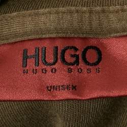Pre Owned Hugo Boss Unisex Olive Green Cotton Knit Hoodie XL