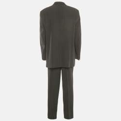 Pre Owned Hugo Boss Black Pinstriped Wool Regular Fit Suit 4XL