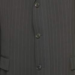 Pre Owned Hugo Boss Black Pinstriped Wool Regular Fit Suit 4XL