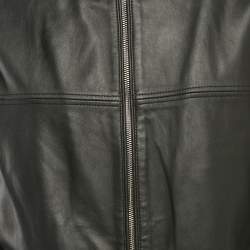 Pre Owned Hugo Boss Black Leather Zip-Up Laudin  Jacket 3XL