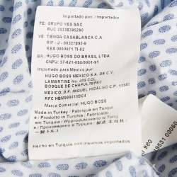 Pre Owned Hugo Boss White/Blue Printed Cotton Slim Line Shirt L