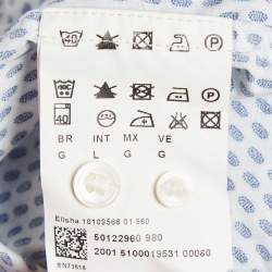 Pre Owned Hugo Boss White/Blue Printed Cotton Slim Line Shirt L