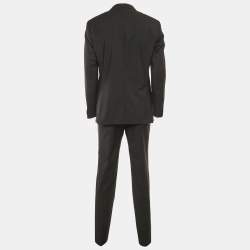 Pre Owned Hugo Boss Black Wool Single Breasted Suit XL