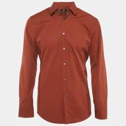 Pre Owned Hugo Boss Brown Cotton Slim Fit Isko Shirt L
