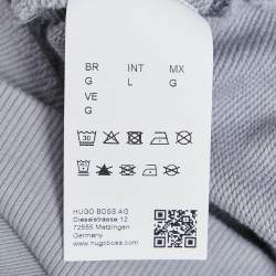 Pre Owned Hugo Boss Grey/Blue Logo Print Cotton Long Sleeve Sweatshirt L