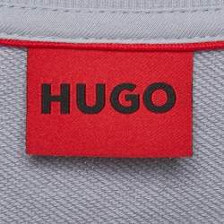 Pre Owned Hugo Boss Grey/Blue Logo Print Cotton Long Sleeve Sweatshirt L