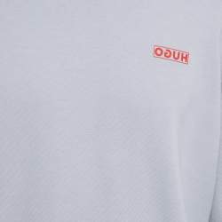 Pre Owned Hugo Boss Grey/Blue Logo Print Cotton Long Sleeve Sweatshirt L