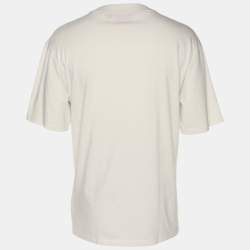 Pre Owned Hugo Boss Cream Jersey Logo Embroidered T-Shirt L
