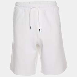 Pre Owned Hugo Boss White Jersey Logo Embroidered Drawstring Shorts XL