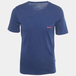 Pre Owned Hugo Boss Blue Logo Print Jersey Triplet P T-Shirt M