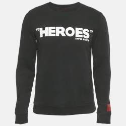 مملوكة مسبقًا بلوفر هوغو بوس أسود مطبوع قطن ديروس مقاس صغير