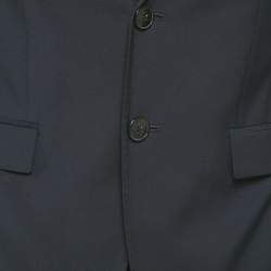 Pre Owned بدلة هوغو بوس أزرق صوف مزيج ضيق جداً صغير جداً