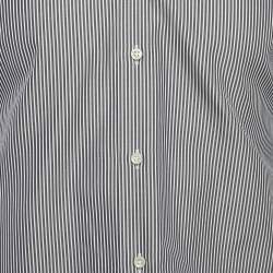 Pre Owned قميص بوس سلكشن هوغو بوس مخطط رمادي نحيف مقاس قطني متوسط