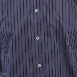 Pre Owned Hugo Boss Grey Striped Cotton Short Length Shirt L