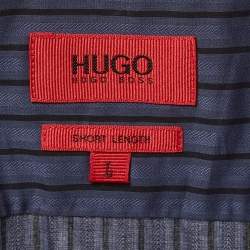 Pre Owned Hugo Boss Grey Striped Cotton Short Length Shirt L