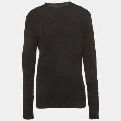 مملوكة مسبقًا Hugo Boss Black Basket Knit Crewneck Sweatshirt L