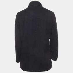 Pre Owned Hugo Hugo Boss Navy Blue Wool Blend Barelto Coat M