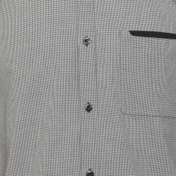 Pre Owned قميص هوغو بوس رمادي بنقشة المربعات قطن بأكمام طويلة مقاس صغير