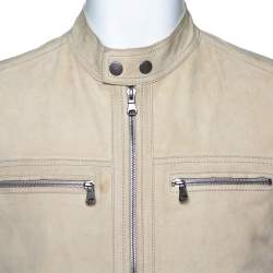 Boss By Hugo Boss Beige Suede Zip Front Calen Jacket XL