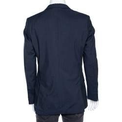 Hugo Boss Blue Wool Contrast Lapel Trim Single Breasted Aderik/Heise Blazer L