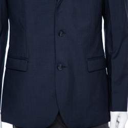 Hugo Boss Blue Wool Contrast Lapel Trim Single Breasted Aderik/Heise Blazer L