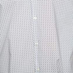 Hugo by Hugo Boss White All Over Logo Printed Cotton Button Front Shirt L