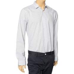 Hugo by Hugo Boss White All Over Logo Printed Cotton Button Front Shirt L
