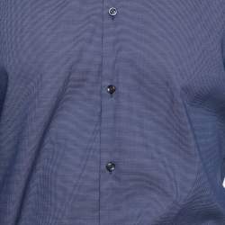 Pre Owned Hugo by Hugo Boss Navy Blue Cotton Slim Fit Shirt M 