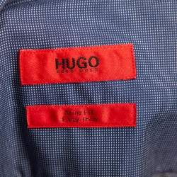 Pre Owned Hugo by Hugo Boss Navy Blue Cotton Slim Fit Shirt M 