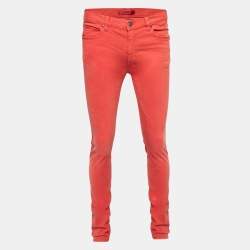 Pre Owned Hugo Boss Red Cotton Slim Fit Jeans L Waist 33"