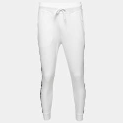 Hugo Boss White Cotton Logo Tape Trimmed Joggers S