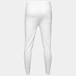 Hugo Boss White Cotton Logo Embroidered Joggers S