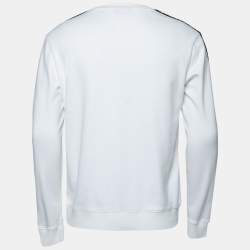 Hugo Boss White Cotton Logo Tape Trimmed Crewneck Sweatshirt M