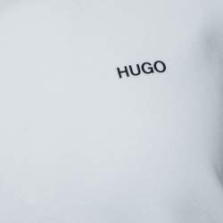 Hugo Boss White Cotton Logo Tape Trimmed Crewneck Sweatshirt M