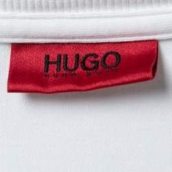 Hugo Boss White Cotton Logo Tape Trimmed Crewneck Sweatshirt M