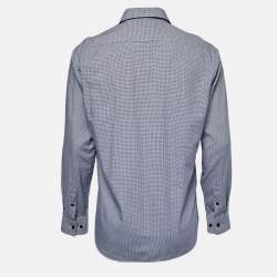 Boss By Hugo Boss Navy Blue Checked Cotton Regular Fit Shirt L