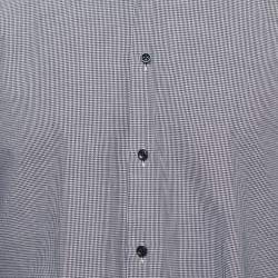 Boss By Hugo Boss Navy Blue Checked Cotton Regular Fit Shirt L