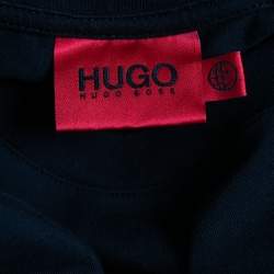 Pre Owned Hugo Boss Black Logo Printed Cotton Crew Neck T-Shirt S