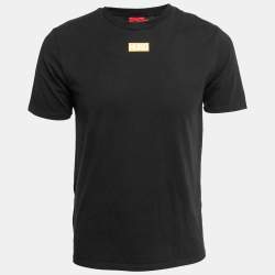Pre Owned Hugo Boss Black Logo Printed Cotton Crew Neck T-Shirt S