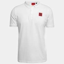 Hugo Boss White Logo Print Cotton Daltorino Polo T-Shirt M