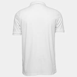 Hugo Boss White Logo Print Cotton Daltorino Polo T-Shirt M