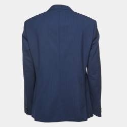 Hugo Boss Navy Blue Checked Wool Tailored Suit XXL