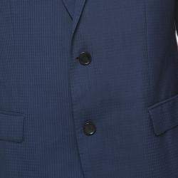 Hugo Boss Navy Blue Checked Wool Tailored Suit XXL