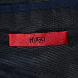 Hugo Boss Navy Blue Checked Wool Tailored Suit XXL