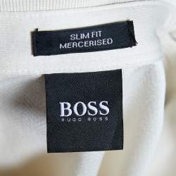 Pre Owned Boss Hugo Boss Beige Patterned Cotton Knit Long Sleeve T-Shirt M