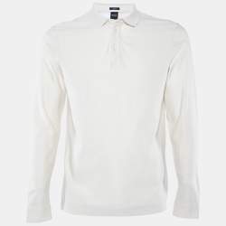 Pre Owned Boss Hugo Boss Beige Patterned Cotton Knit Long Sleeve T-Shirt M