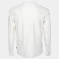 Pre Owned Boss Hugo Boss Beige Patterned Cotton Knit Long Sleeve T-Shirt M